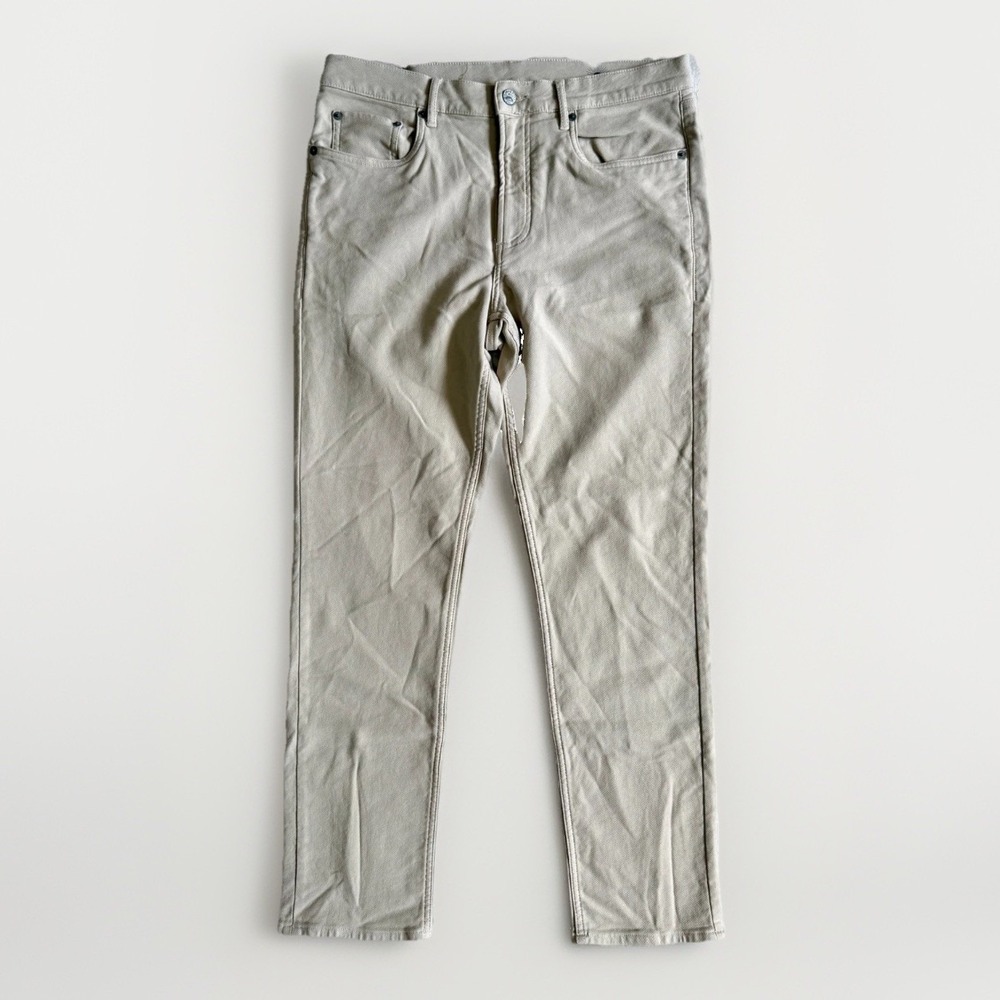 Faherty Slim Terry Pants Mens 31x30 (Acual 32x29) Ivory Stone Stretch Straight